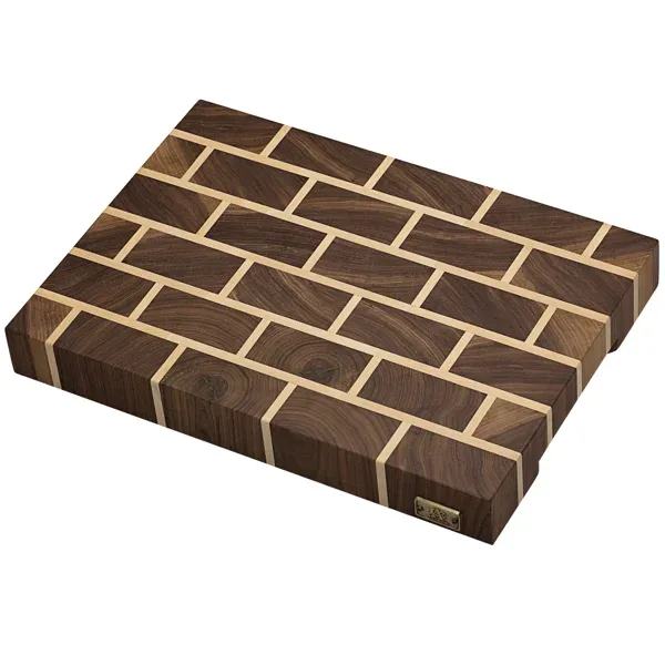 Walnut brick-pattern end-grain board with maple lines